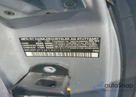 2001 Mercedes-Benz Cl 55 Amg из США, поврежденный, VIN WDBPJ73J41A015202